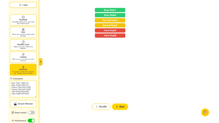 難易度別タスクのデモ